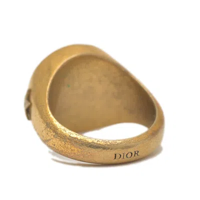 Pre-owned Dior Christian  Gold Metal Rhinestone Band Ring ()