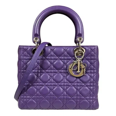 Pre-owned Dior Christian  Lady  Purple Leather Shoulder Bag ()