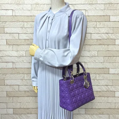 Pre-owned Dior Christian  Lady  Purple Leather Shoulder Bag ()