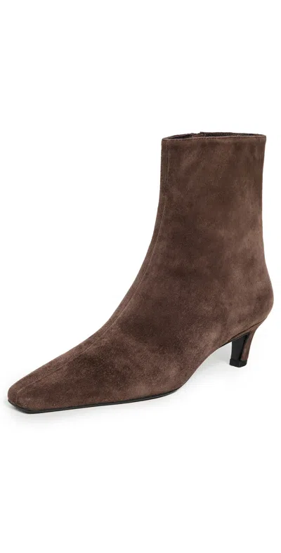 Tony Bianco Estelle Curved Kitten Heel Ankle Boots In Brown