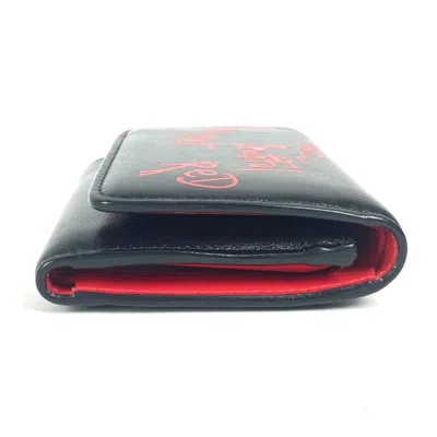Pre-owned Christian Louboutin Black Multi-color Leather Wallet (tri-fold) ()