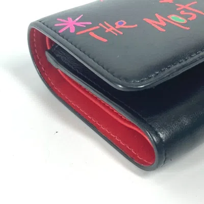 Pre-owned Christian Louboutin Black Multi-color Leather Wallet (tri-fold) ()