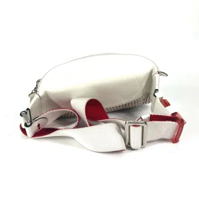Pre-owned Christian Louboutin Red Color White Leather Shoulder Bag Sling Bag ()