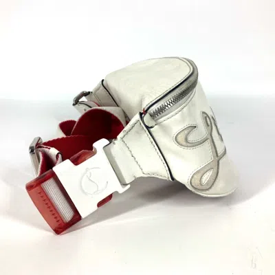Pre-owned Christian Louboutin Red Color White Leather Shoulder Bag Sling Bag ()