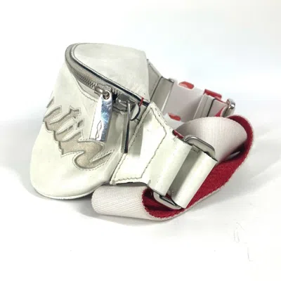 Pre-owned Christian Louboutin Red Color White Leather Shoulder Bag Sling Bag ()
