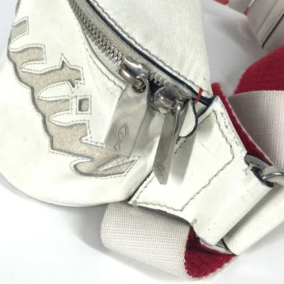 Pre-owned Christian Louboutin Red Color White Leather Shoulder Bag Sling Bag ()