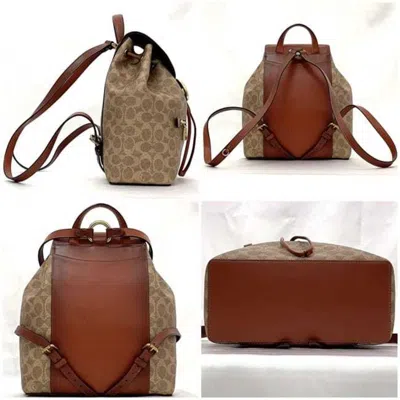 Pre-owned Coach Beige Brown Pvc Leather Backpack ()