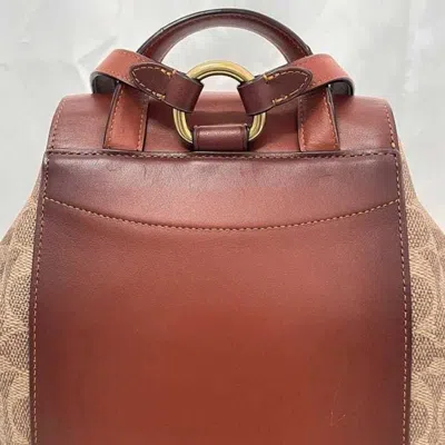 Pre-owned Coach Beige Brown Pvc Leather Backpack ()