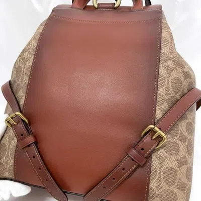 Pre-owned Coach Beige Brown Pvc Leather Backpack ()