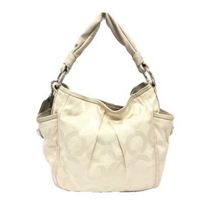 Pre-owned Coach Beige Leather Canvas Handbag Shoulder Bag ()