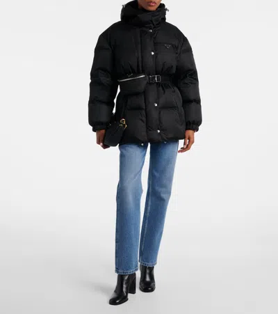 Prada Re-nylon Down Puffer Jacket In Black