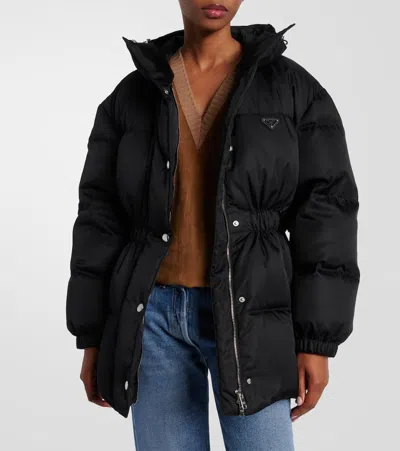 Prada Re-nylon Down Puffer Jacket In Black