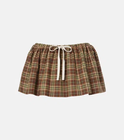 Miu Miu Plaid Virgin Wool Miniskirt In Multi