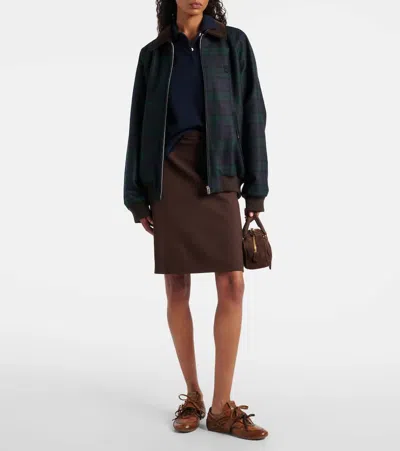 Miu Miu Plaid Virgin Wool Twill Blouson Jacket In Multi