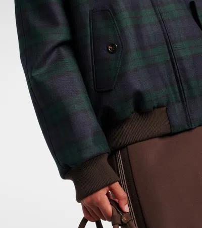 Miu Miu Plaid Virgin Wool Twill Blouson Jacket In Multi