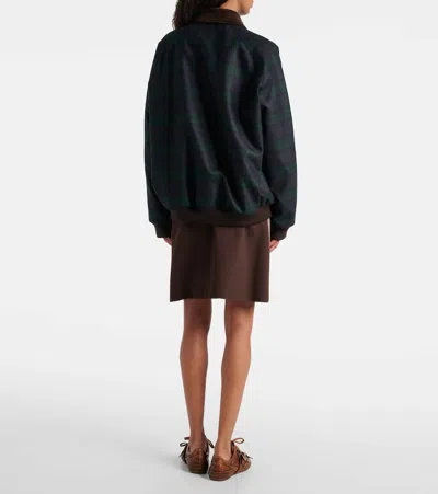 Miu Miu Plaid Virgin Wool Twill Blouson Jacket In Multi