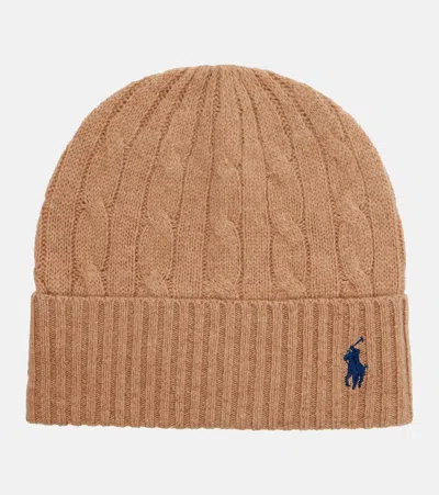 Polo Ralph Lauren Cable-knit Wool And Cashmere Beanie In Brown