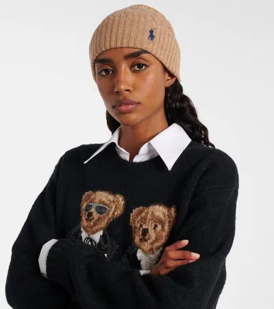 Polo Ralph Lauren Cable-knit Wool And Cashmere Beanie In Brown