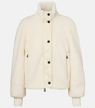 Moncler Ayles Short Down Jacket In Teddy And Wool Jackets White In White