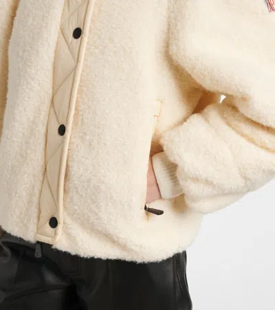 Moncler Ayles Short Down Jacket In Teddy And Wool Jackets White In White