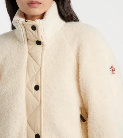 Moncler Ayles Short Down Jacket In Teddy And Wool Jackets White In White