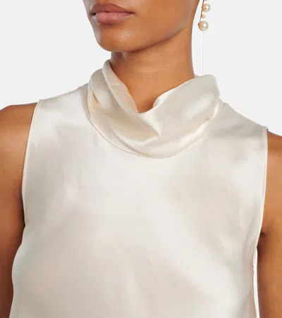Leset Barb Sleeveless Cowl Neck Top Creme In Neutral