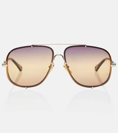 Chloé Square Frame Sunglasses Gradient Lenses In Multi