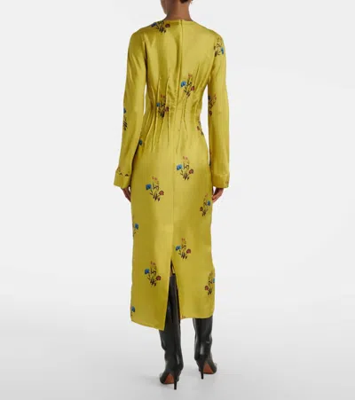 Marni Floral Embroidered Long Sleeve Dress In Yellow