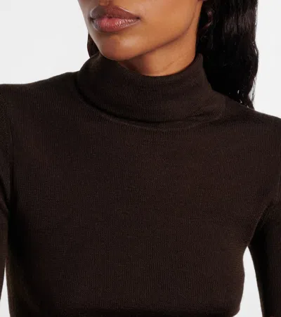 The Frankie Shop Womens Eve Turtleneck Wool Jumper Dark Brown Xxs In Brown