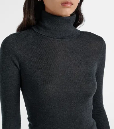 The Frankie Shop Utica Thin Wool And Silk Turtleneck Sweater In Gray