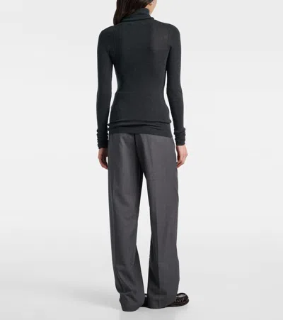 The Frankie Shop Utica Thin Wool And Silk Turtleneck Sweater In Gray