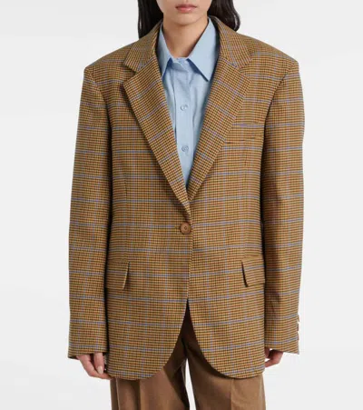 The Frankie Shop Womens Lyra Oversized Woven Blazer Camel Xs In Gold