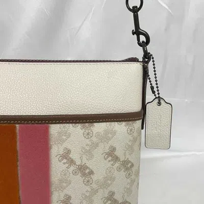 Pre-owned Coach Brown White Pvc Leather Shoulder Bag ()