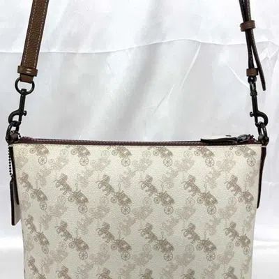 Pre-owned Coach Brown White Pvc Leather Shoulder Bag ()