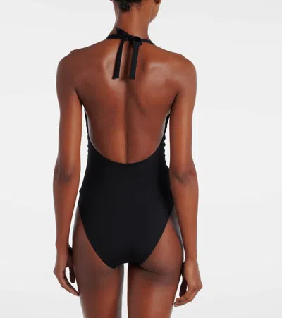 Eres Couture Bow-detailed Halterneck Swimsuit In Black