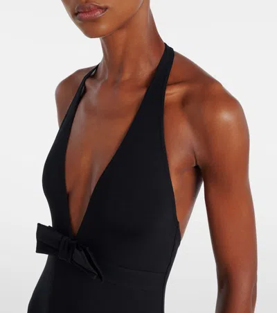 Eres Couture Bow-detailed Halterneck Swimsuit In Black