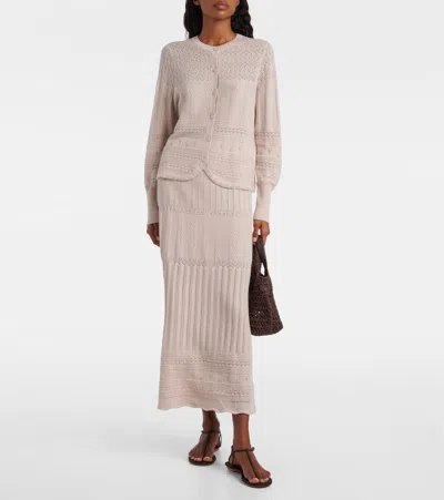 Eres Rythmee Pointelle Wool And Cashmere Midi Skirt In Neutral