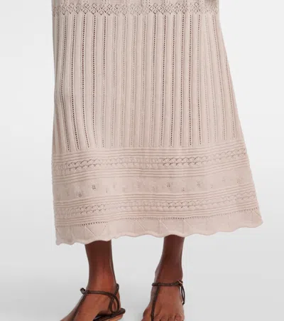 Eres Rythmee Pointelle Wool And Cashmere Midi Skirt In Neutral