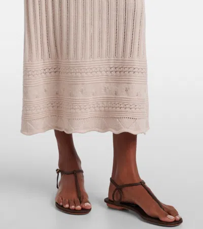 Eres Rythmee Pointelle Wool And Cashmere Midi Skirt In Neutral