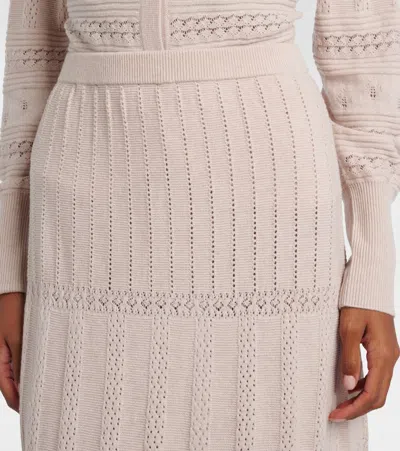 Eres Rythmee Pointelle Wool And Cashmere Midi Skirt In Neutral