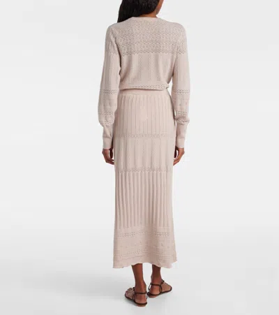 Eres Rythmee Pointelle Wool And Cashmere Midi Skirt In Neutral