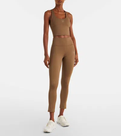Adidas By Stella Mccartney Yoga High-rise Leggings In Brown