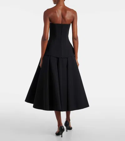 Solace London Ada Strapless Midi Dress In Black