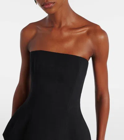 Solace London Ada Strapless Midi Dress In Black