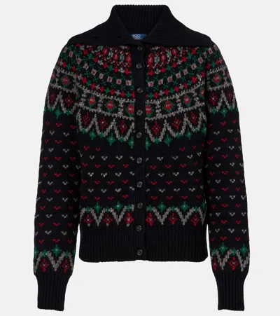 Polo Ralph Lauren Womens Polo Black Multi Fairisle Knitted Wool-blend Cardigan In Black