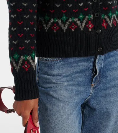 Polo Ralph Lauren Womens Polo Black Multi Fairisle Knitted Wool-blend Cardigan In Black