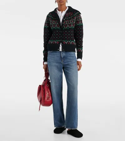 Polo Ralph Lauren Womens Polo Black Multi Fairisle Knitted Wool-blend Cardigan In Black