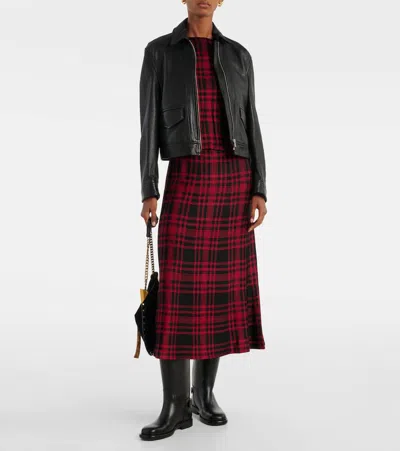 Polo Ralph Lauren Plaid Viscose-blend Midi Skirt In Animal Print