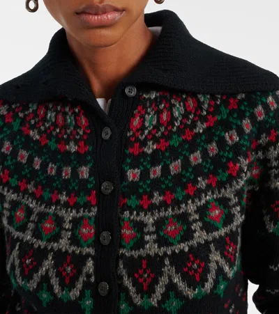 Polo Ralph Lauren Womens Polo Black Multi Fairisle Knitted Wool-blend Cardigan In Black