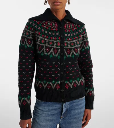 Polo Ralph Lauren Womens Polo Black Multi Fairisle Knitted Wool-blend Cardigan In Black